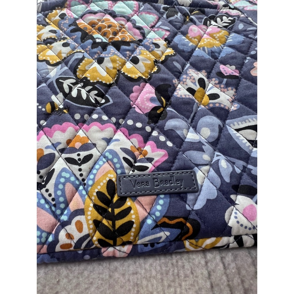 Vera Bradley Tote Bag Womens Large Blue Floral Mandala Quilted Boho Travel - Picture 5 of 9